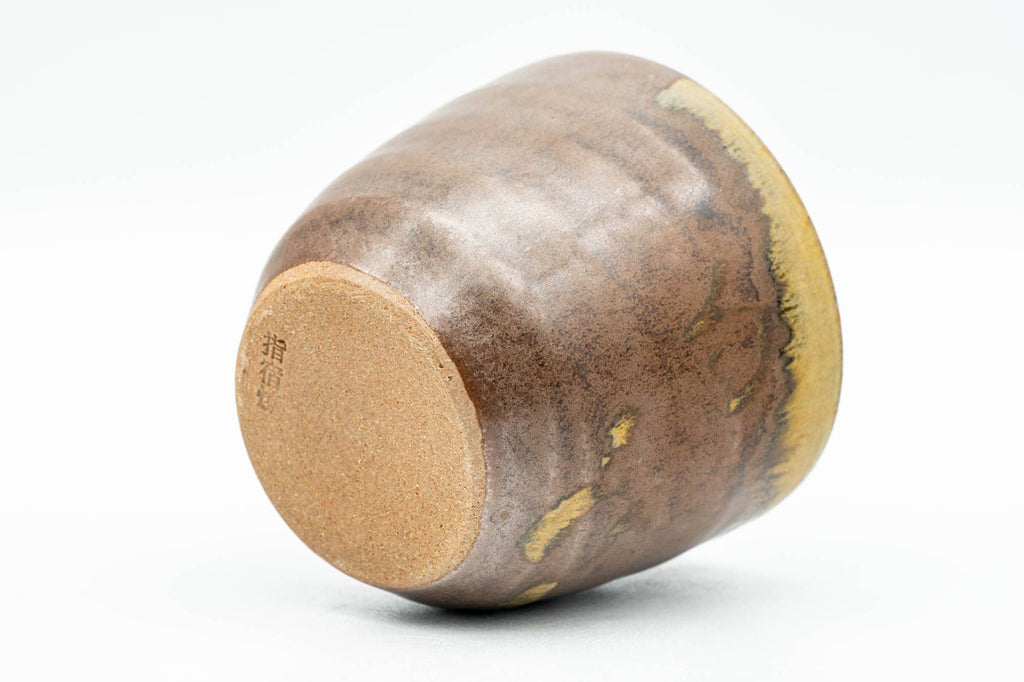 Japanese Teacup - Brown Beige Drip-Glazed Yunomi - 100ml