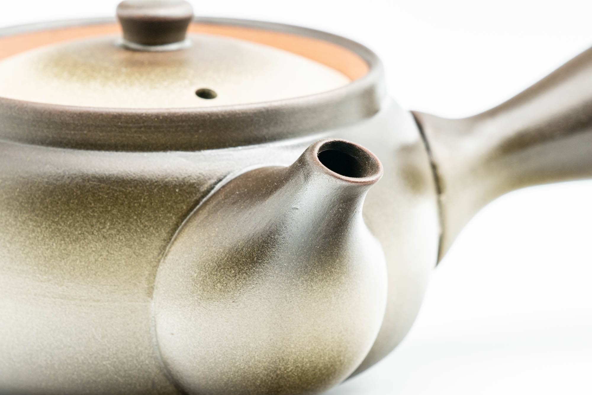 Japanese Kyusu - Beige Black Obi-ami 360 Mesh Filter Teapot - 380ml