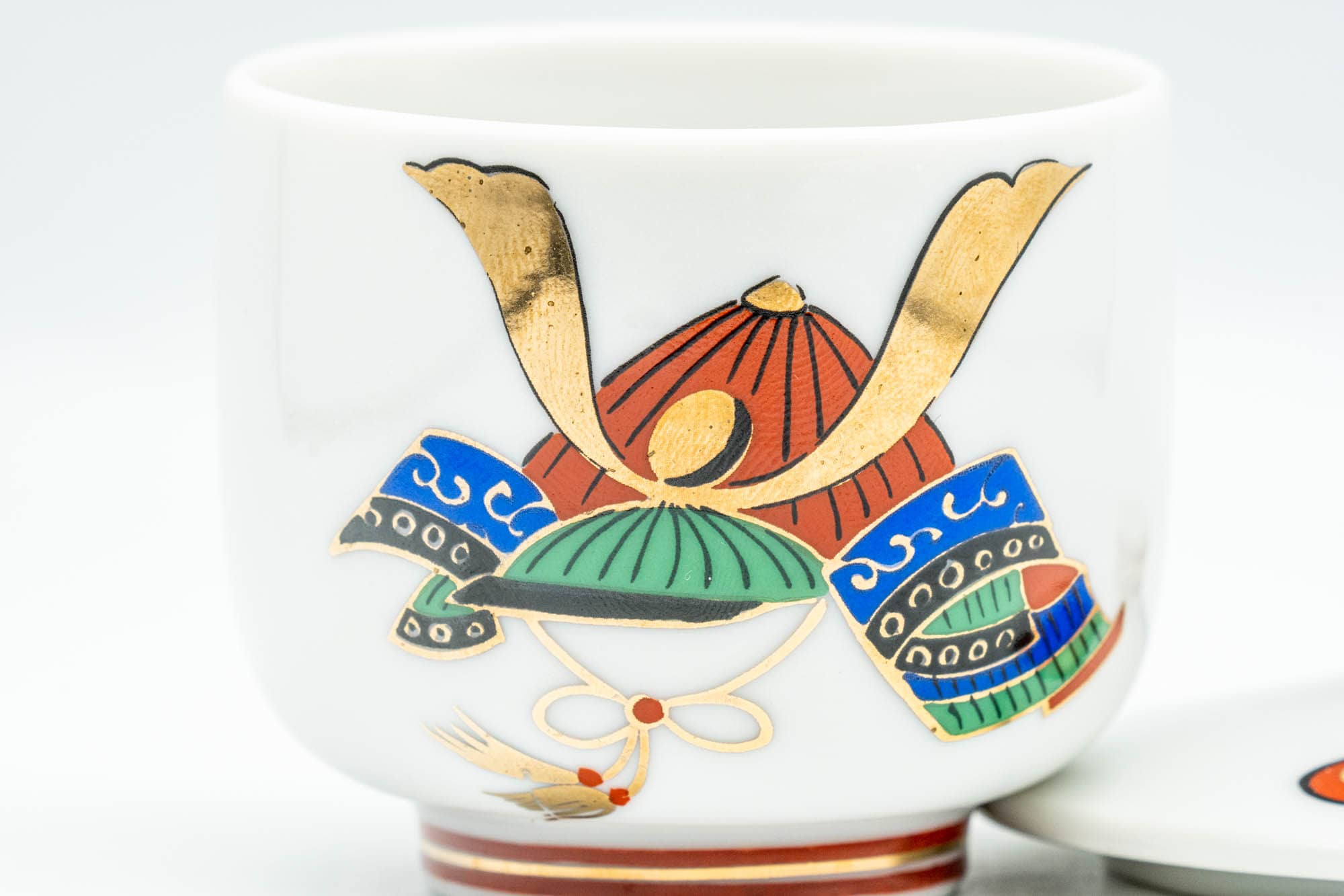 Japanese Teacup - Small Colourful Geometric Arita-yaki Lidded Yunomi - 60ml