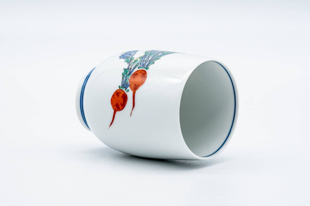 Japanese Teacup - White Porcelain Painted Turnips Arita-yaki Yunomi - 120ml