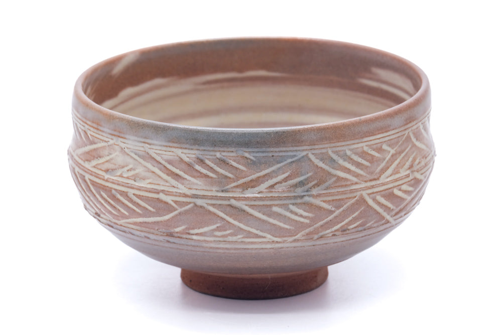 Japanese Matcha Bowl - Pink White Hakeme Chawan - 475ml