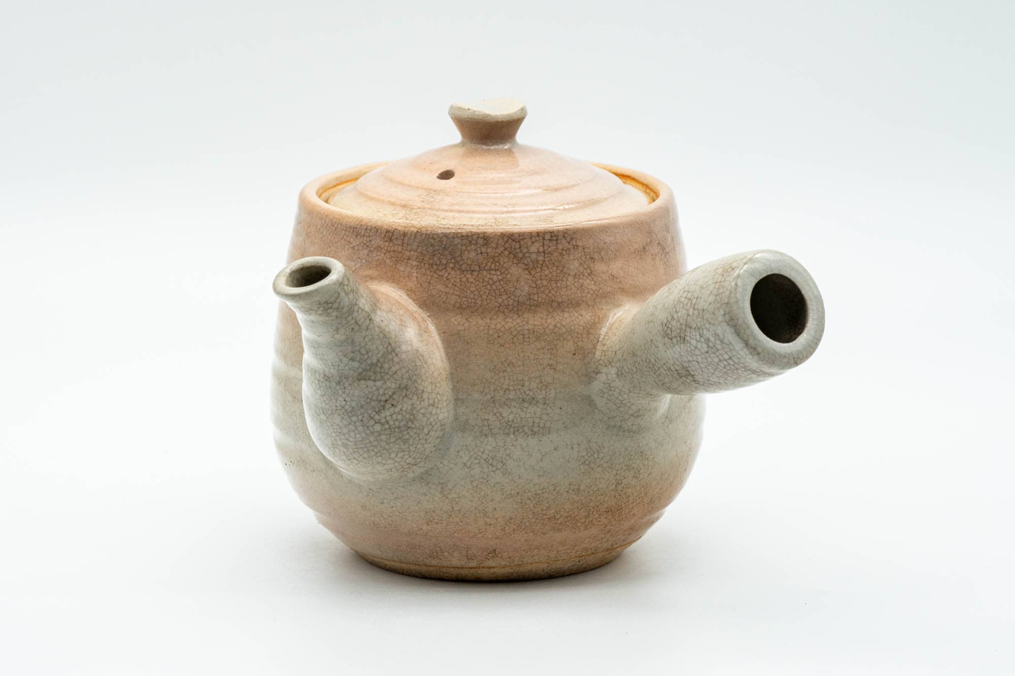 Japanese Kyusu - Beige Pink Spiraling Hagi-yaki Do-ake Teapot - 340ml