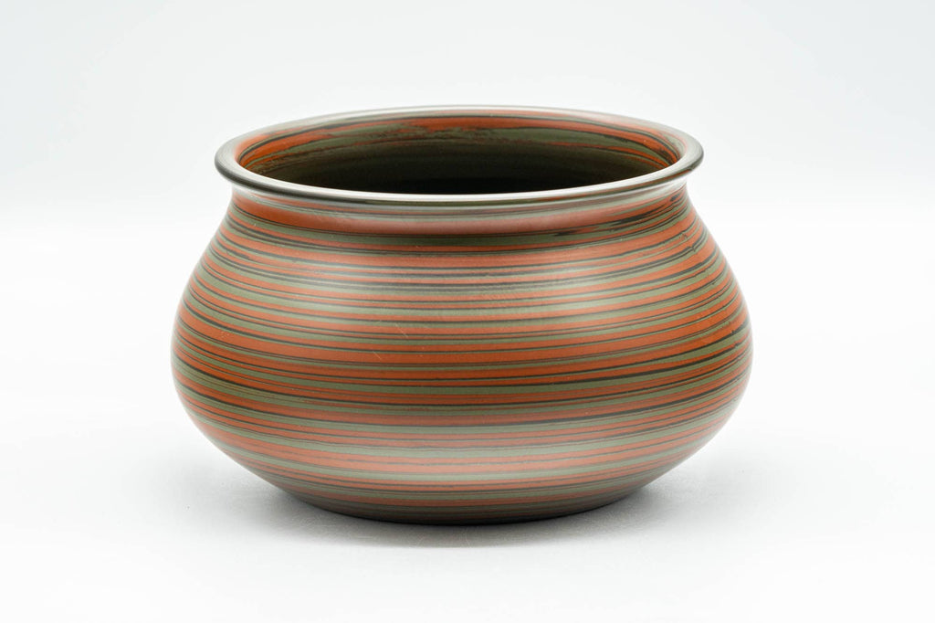 Japanese Kensui - Green and Red Nerikomi Tokoname-yaki Water Bowl - 600ml