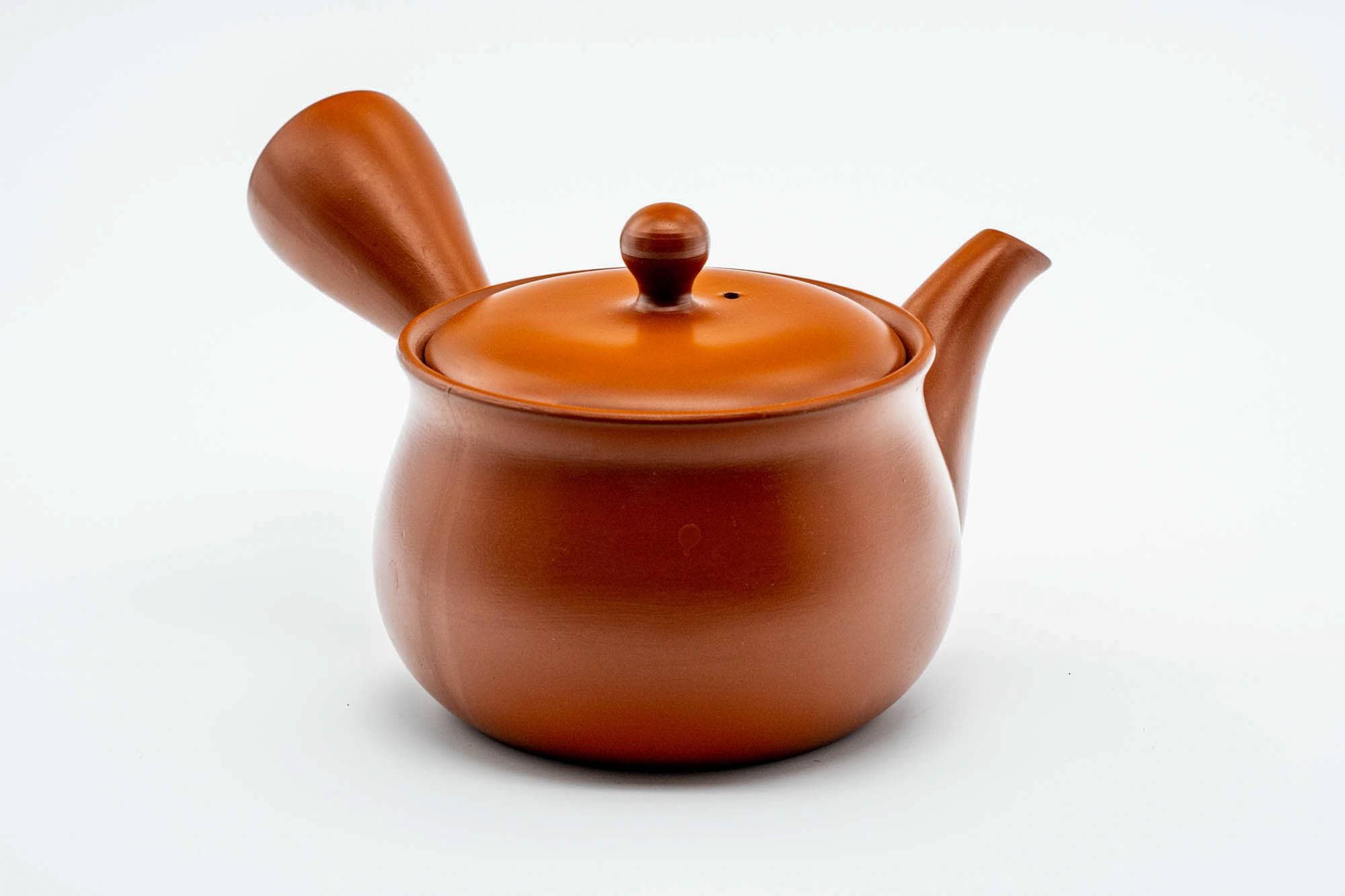 Japanese Kyusu - Round Red Shudei Tokoname-yaki Mesh Teapot - 350ml