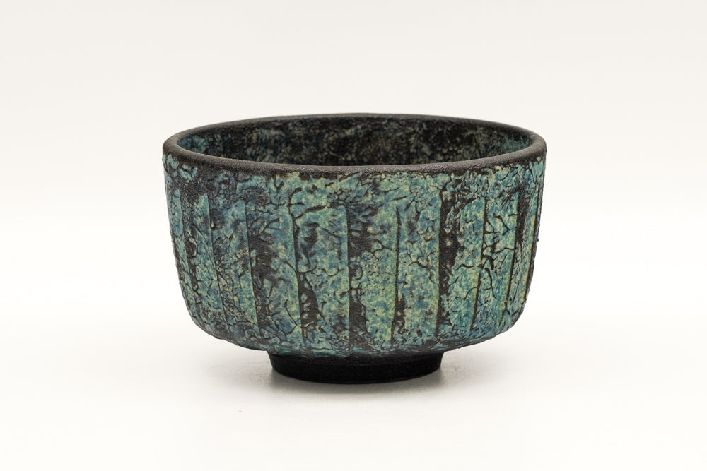 Faceted Blue-Green Kiyomizu-yaki Chawan