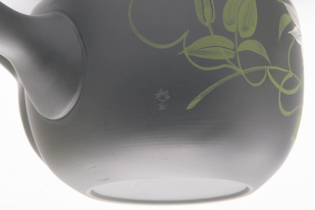 Japanese Kyusu - Floral Green Ryokudei Tokoname-yaki Mesh Teapot - 400ml