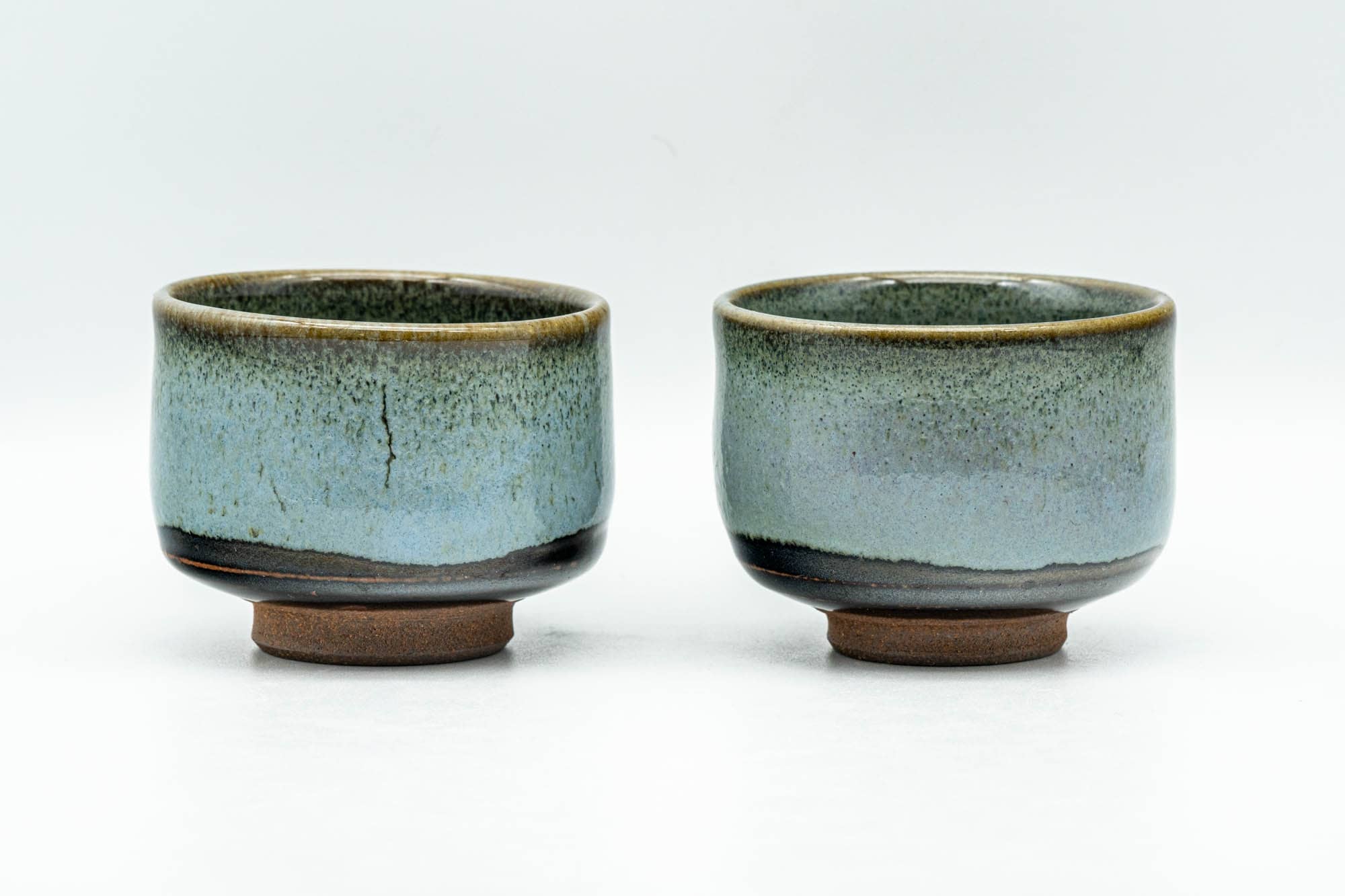 Japanese Teacups - Pair of Blue Hare's Fur Glazed Guinomi - 70ml