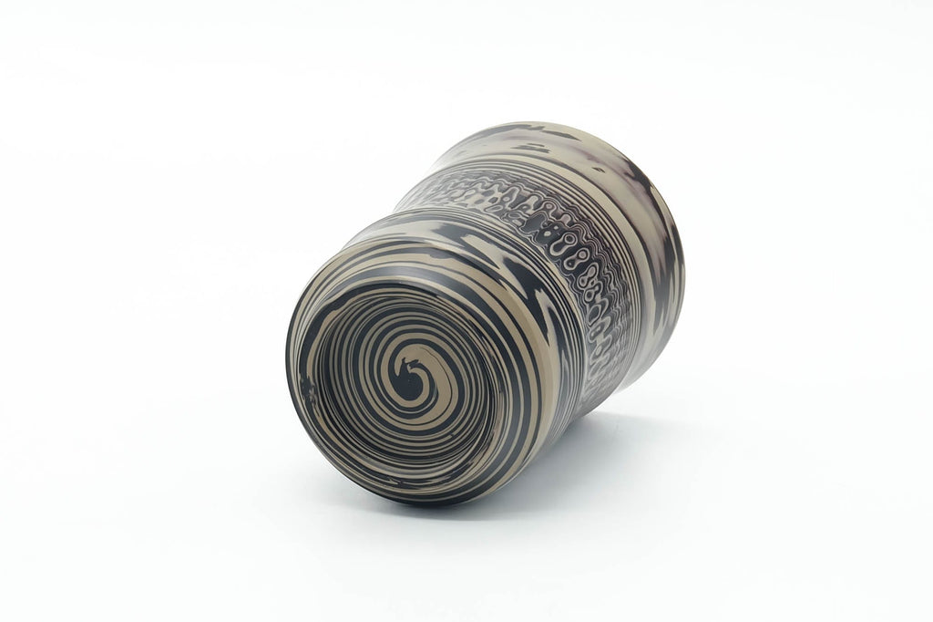 Japanese Teacup - Grey White Nerikomi Tochiri Tokoname Yunomi - 190ml