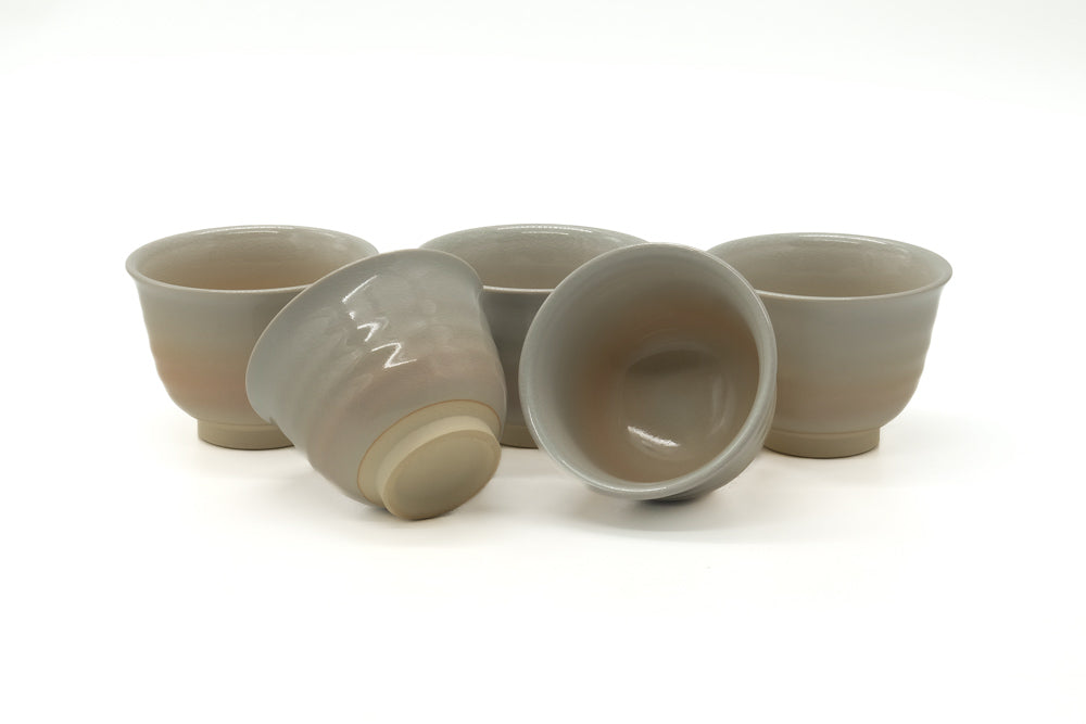 Japanese Tea Set - Classic Hagi Kyusu Teapot with 5 Yunomi Teacups