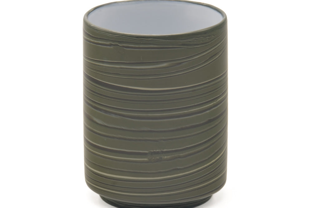 Japanese Teacup - Green Nerikomi White Inner Glazed Yunomi - 300ml