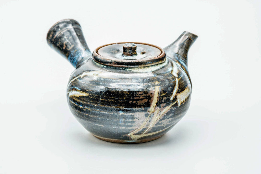 Japanese Kyusu - Spiraling Brown Blue Glazed Do-ake Teapot - 250ml