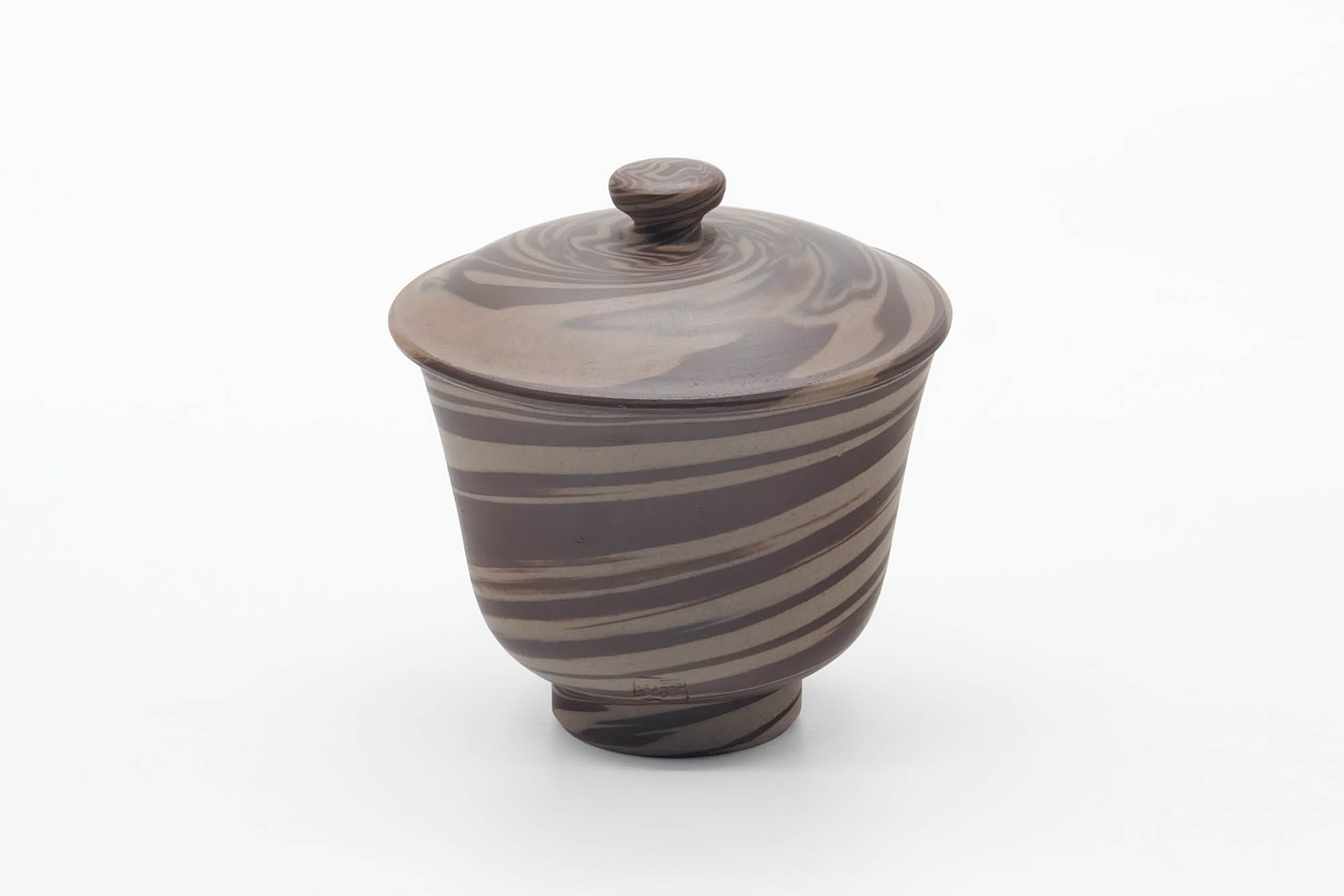 Japanese Teacup - Grey Nerikomi Tokoname Lidded Yunomi - 65ml