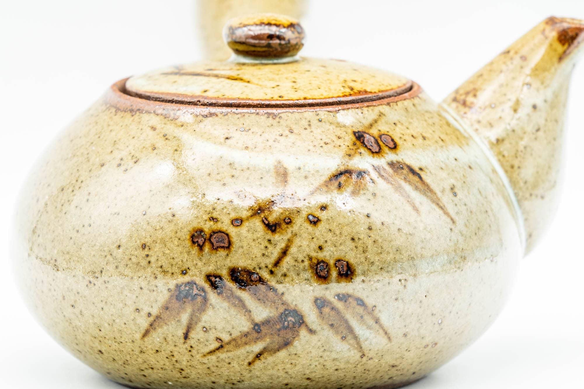 Japanese Kyusu - Bamboo Green Speckled Glazed Ceramic Filter Teapot - 300ml