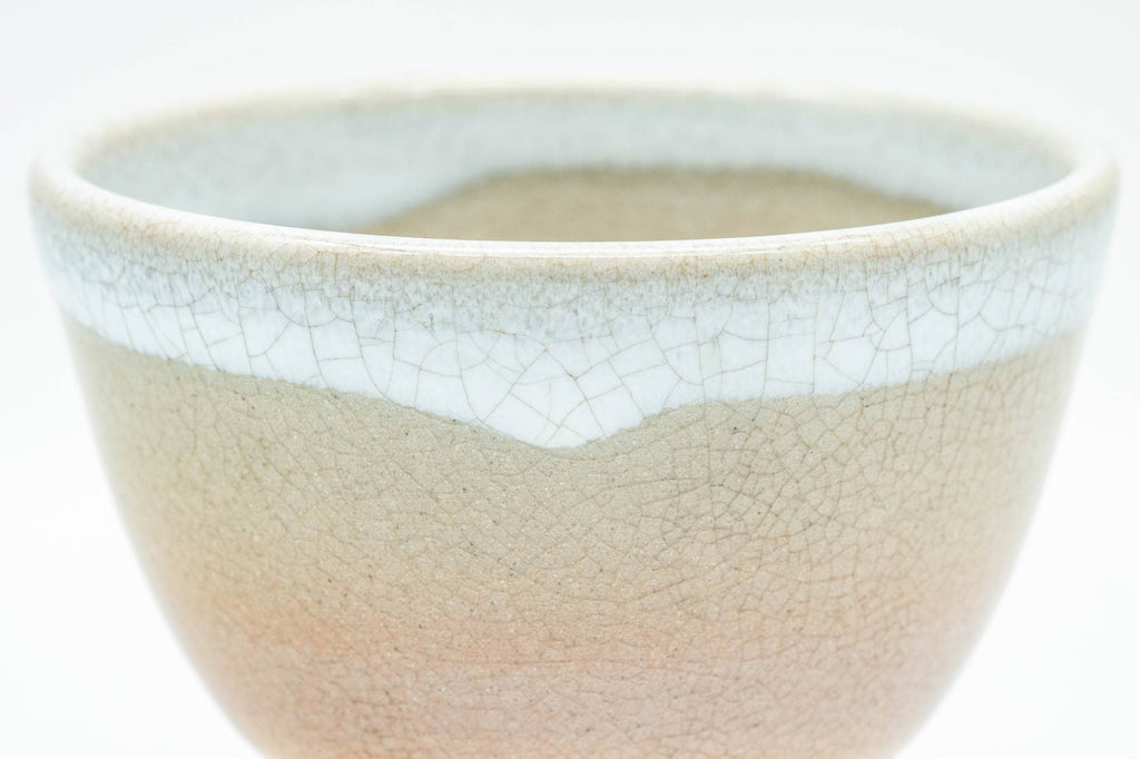 Japanese Teacups - Pair of Beige White Hagi-yaki Yunomi - 110ml