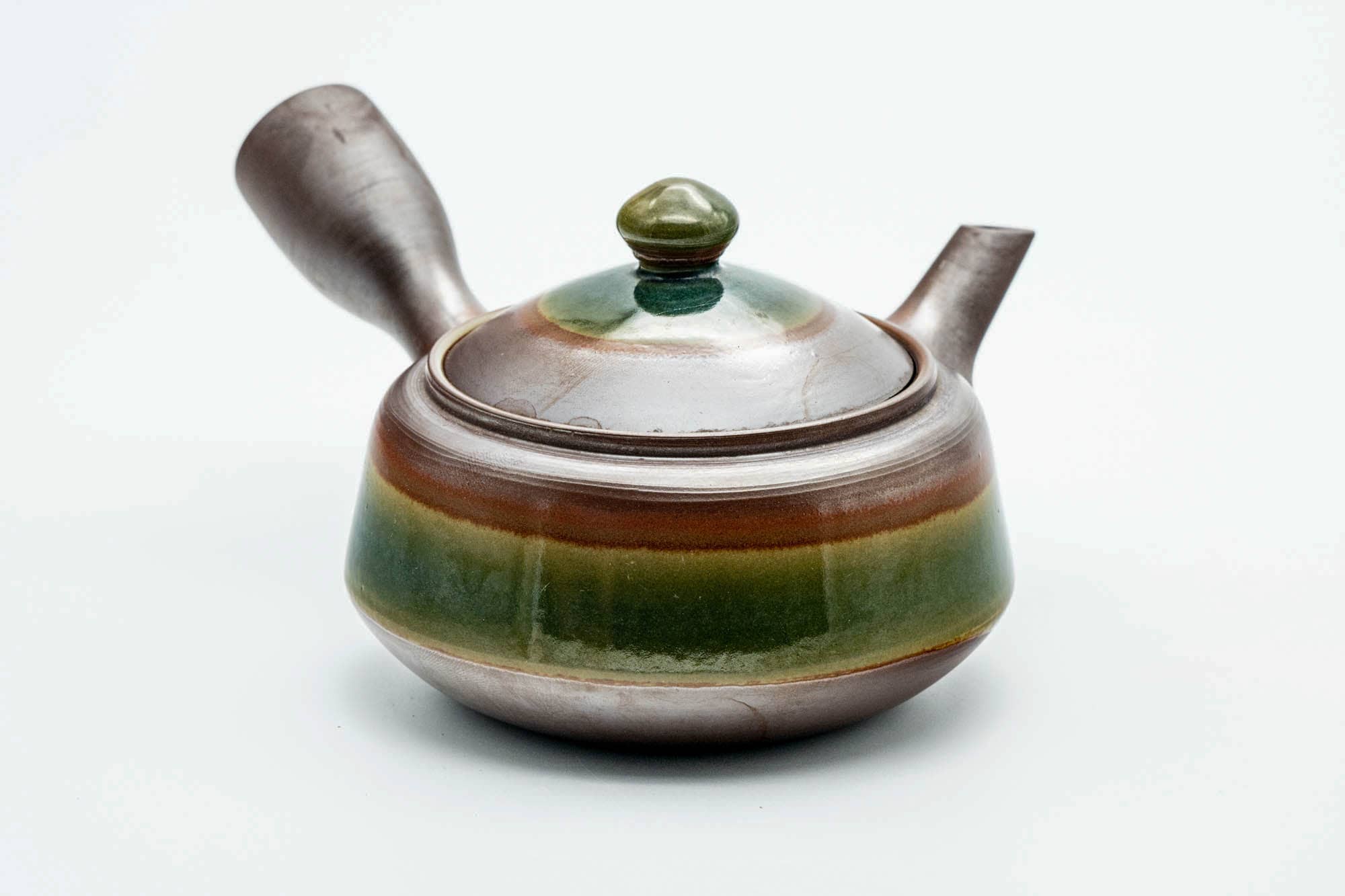 Japanese Kyusu - Ash Green Glazed Banko-yaki Mesh Teapot - 275ml