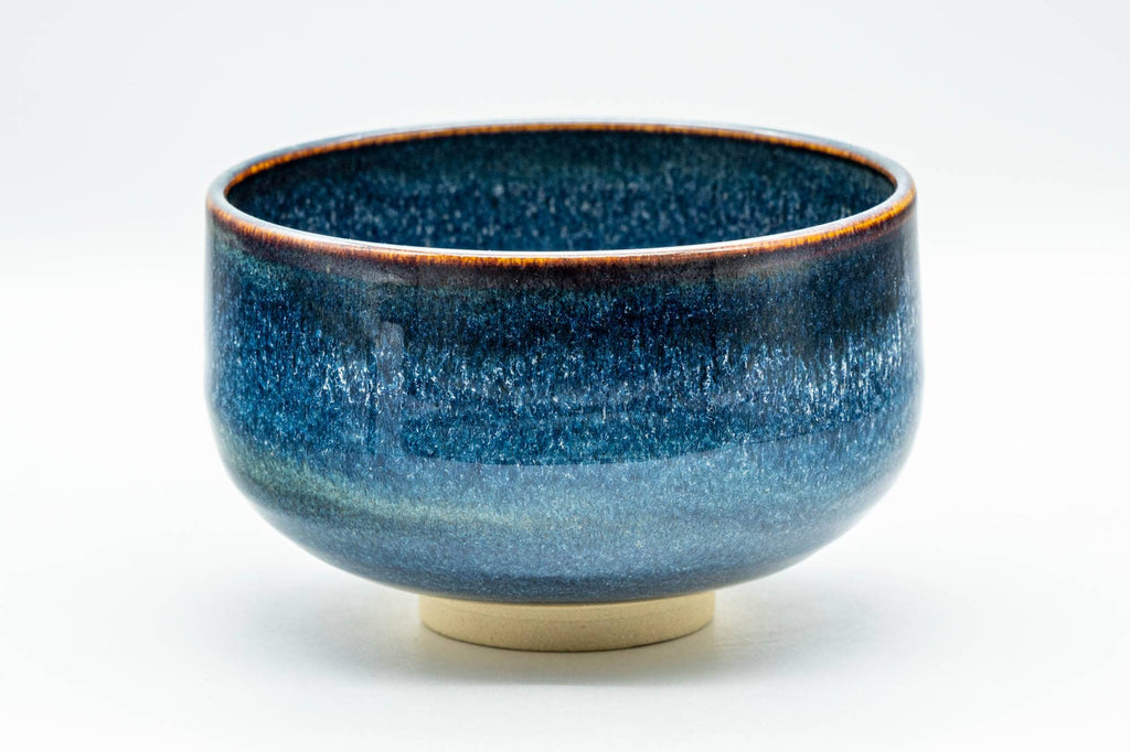 Japanese Matcha Bowl - Blue Hare's Fur Glazed Hantsutsu-gata Chawan - 350ml