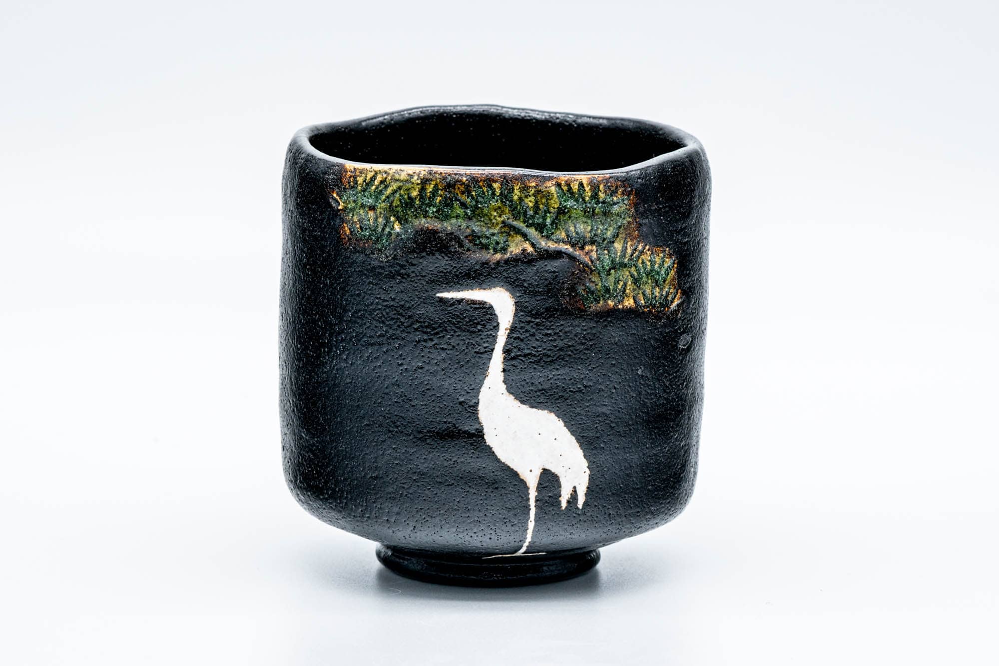 Japanese Matcha Bowl - 桂窯 Katsura Kiln - Egret Kuroraku Raku-yaki Winter Chawan - 500ml