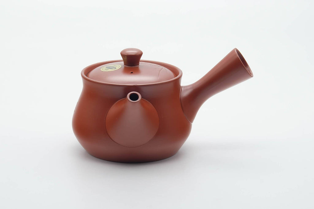 Japanese Tea Set - Floral Engraved Tokoname-yaki Kyusu Teapot and 5 Yunomi Teacups