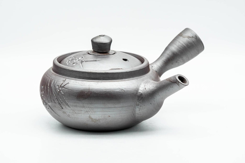 Japanese Kyusu - Engraved Floral Banko-yaki Mesh Teapot - 180ml