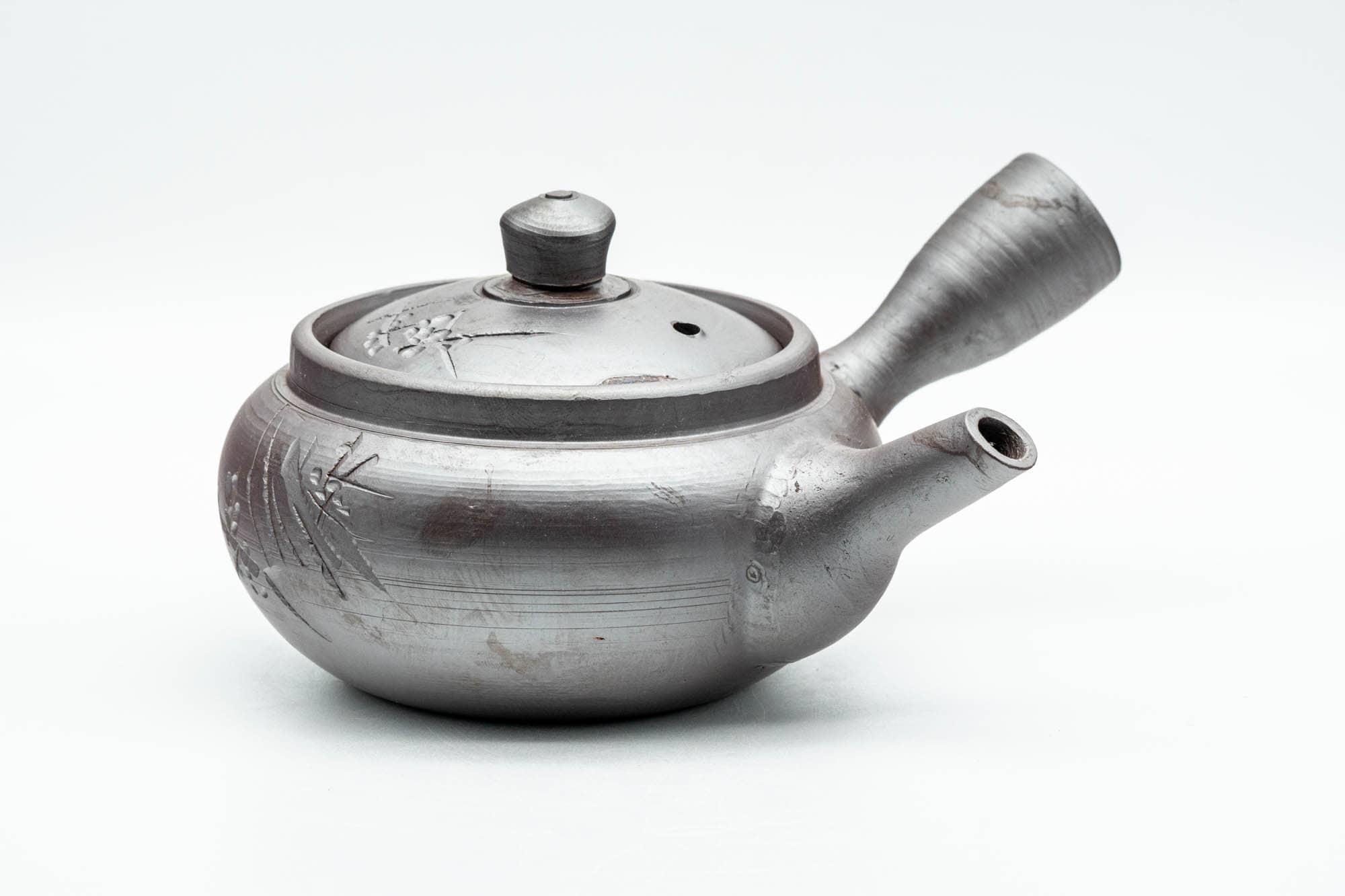 Japanese Kyusu - Engraved Floral Banko-yaki Mesh Teapot - 180ml