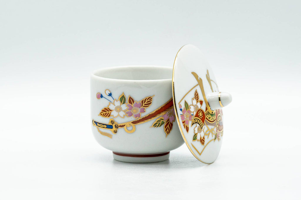 Japanese Teacup - Floral Kutani-yaki Ryuzan Lidded Yunomi - 60ml