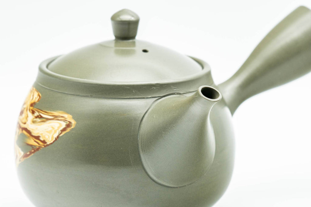 Japanese Kyusu - Gyokko Kiln 玉光 - Green Ryokudei Nerikomi Tokoname-yaki Debeso Teapot - 200ml