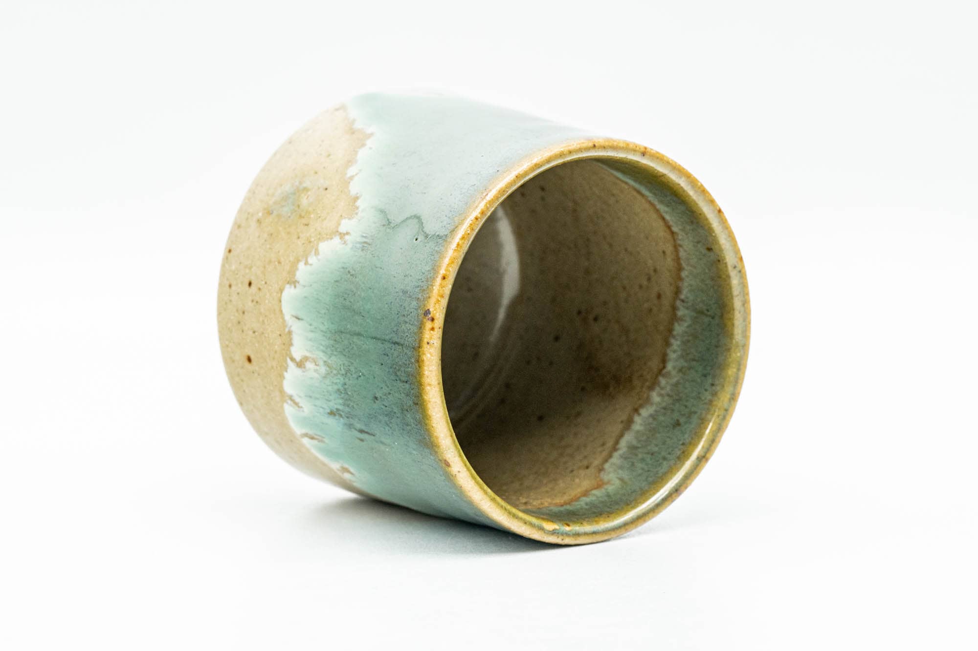 Japanese Teacup - Green Drip-Glazed Agano-yaki Yunomi - 90ml