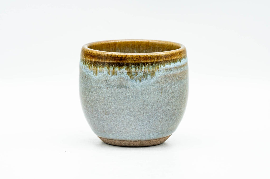 Japanese Teacup - Green Yellow Drip-Glazed Yunomi - 85ml