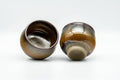 Japanese Teacups - Pair of Brown Drip-Glazed Yunomi - 100ml