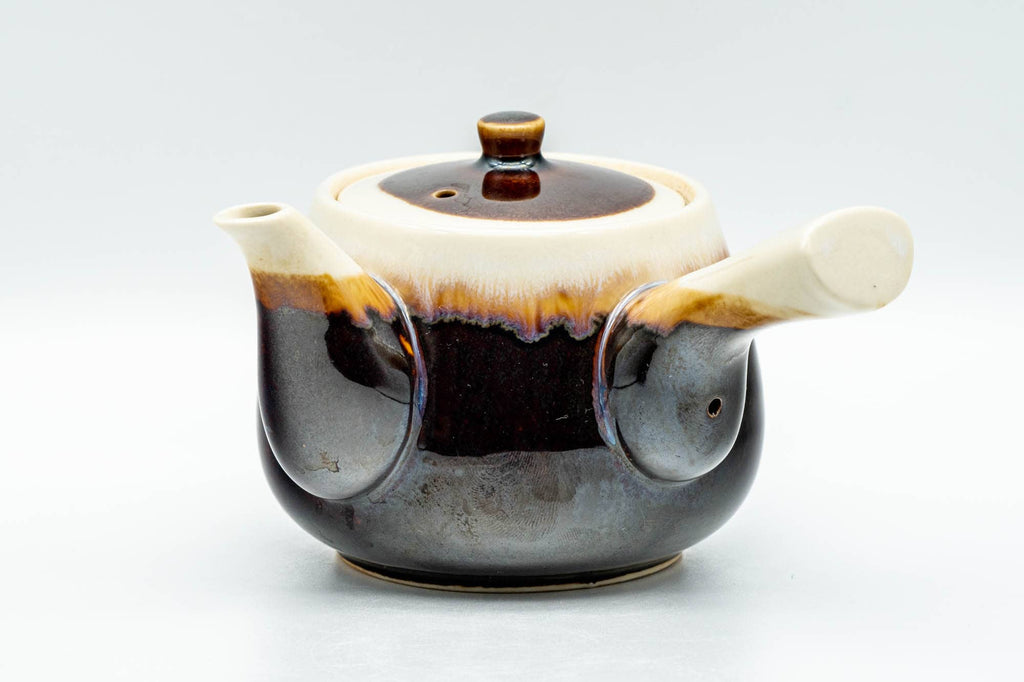 Japanese Kyusu - Brown Yellow Drip-Glazed Debeso Teapot - 275ml