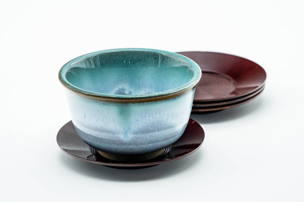 Japanese Chataku - Set of 4 Burgundy Plastic Tea Saucers