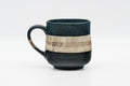 Blue Beige Black Striped Mino-yaki Mug - 280ml