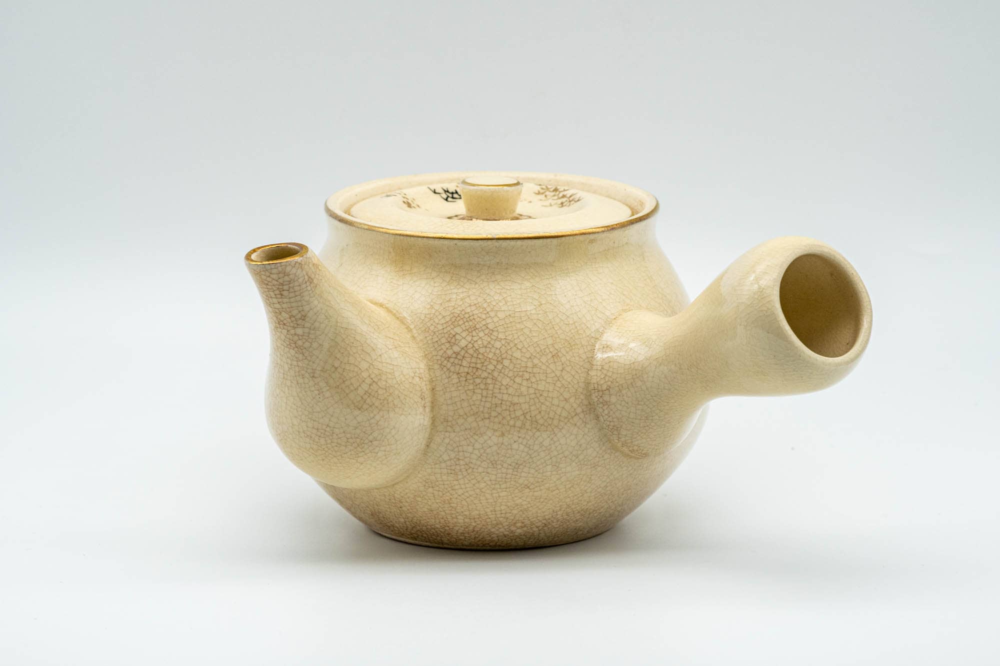 Japanese Kyusu - Bamboo Beige Glazed Debeso Teapot - 350ml
