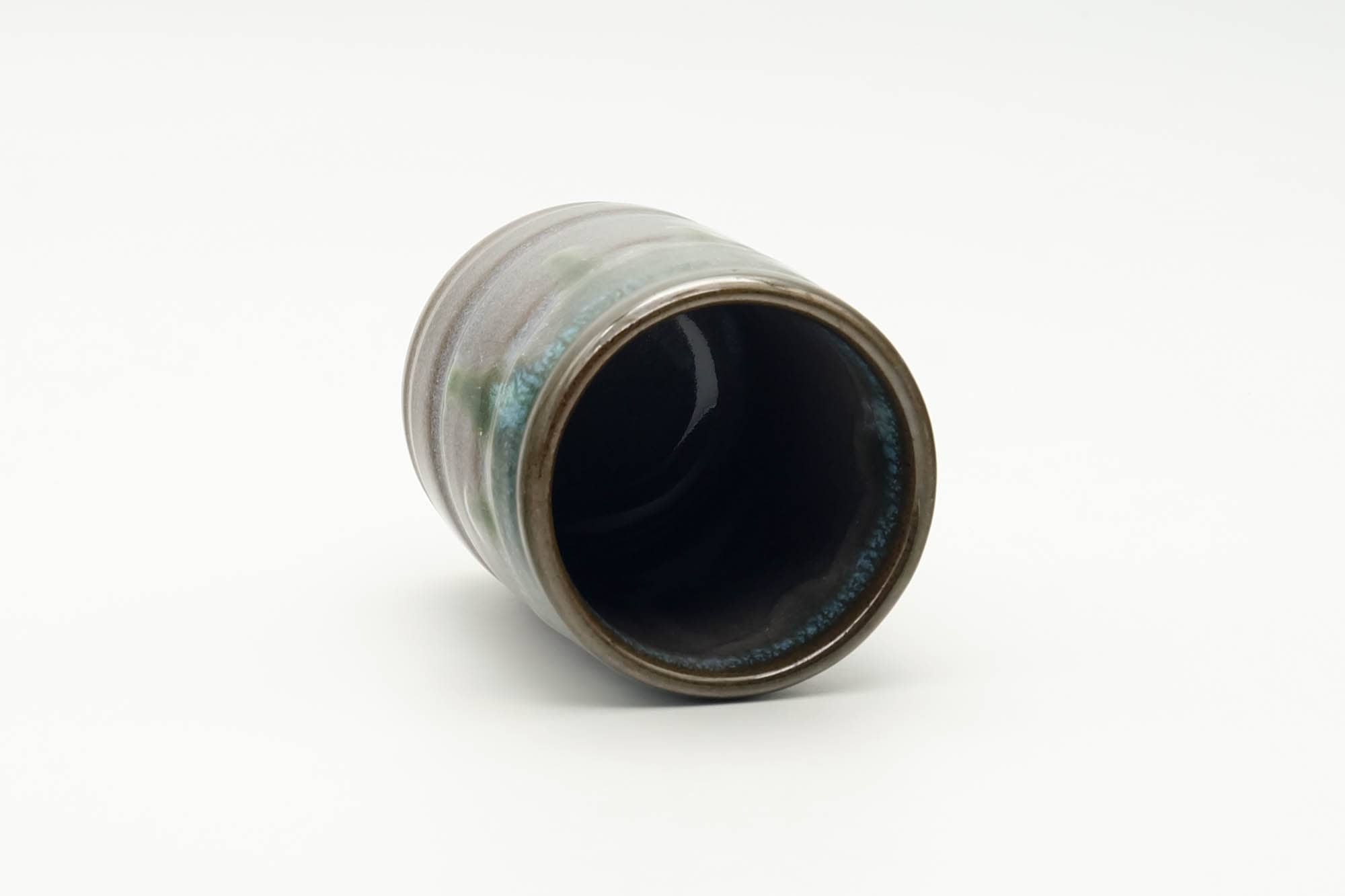Japanese Teacup - Blue Green Drip-Glazed Agano-yaki Spiraling Yunomi - 150ml