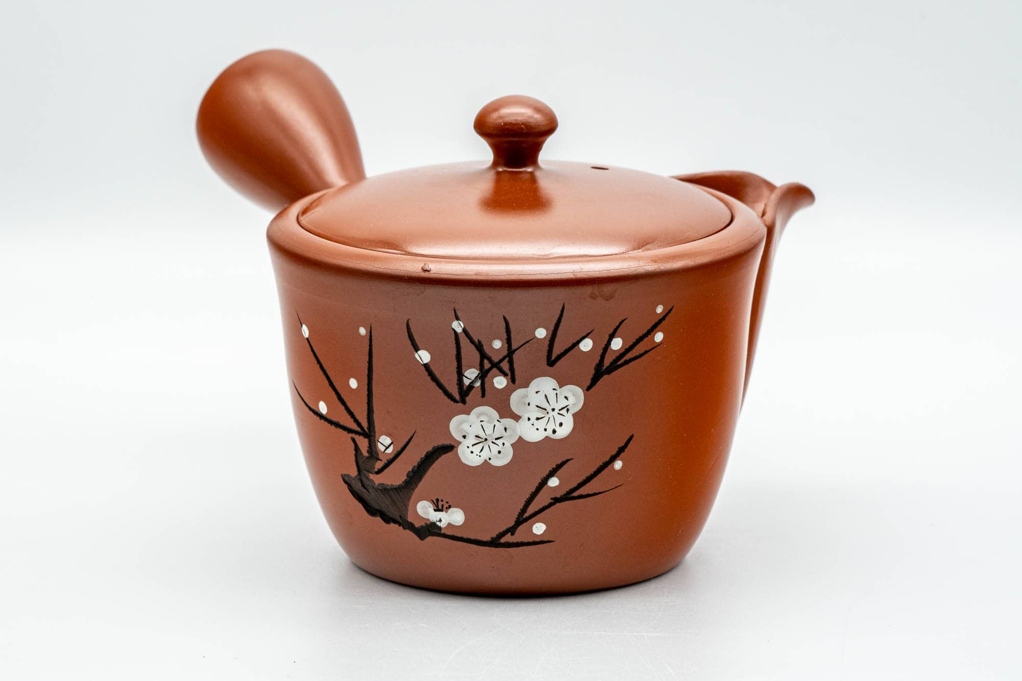 Japanese Kyusu - Plum Blossom Engraved Tokoname-yaki Mesh Teapot - 300ml