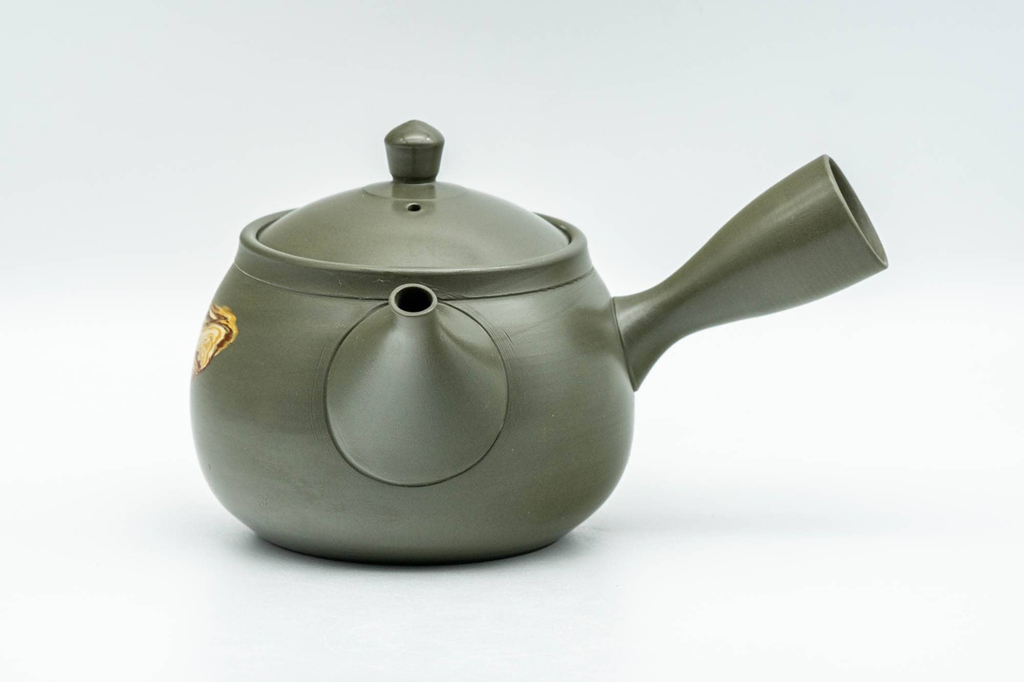 Japanese Kyusu - Gyokko Kiln 玉光 - Green Ryokudei Nerikomi Tokoname-yaki Debeso Teapot - 200ml