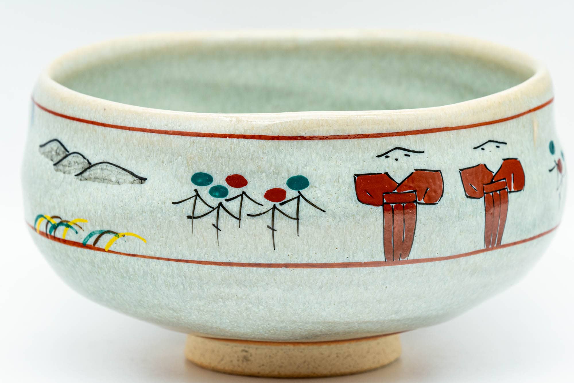 Japanese Matcha Bowl - 赤膚山 Akiyama Kiln - Sage Glazed Akahada-yaki Chawan - 350ml