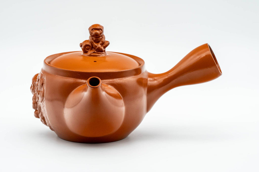 Japanese Kyusu - Monkeys and Leaves Tokoname-yaki Mesh Filter Teapot - 400ml