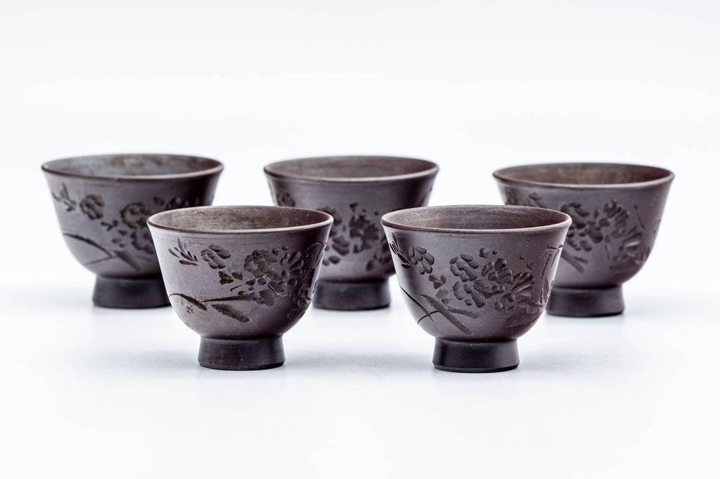 Japanese Tea Set - Miniature Banko-yaki Kyusu Teapot with 5 Guinomi Teacups