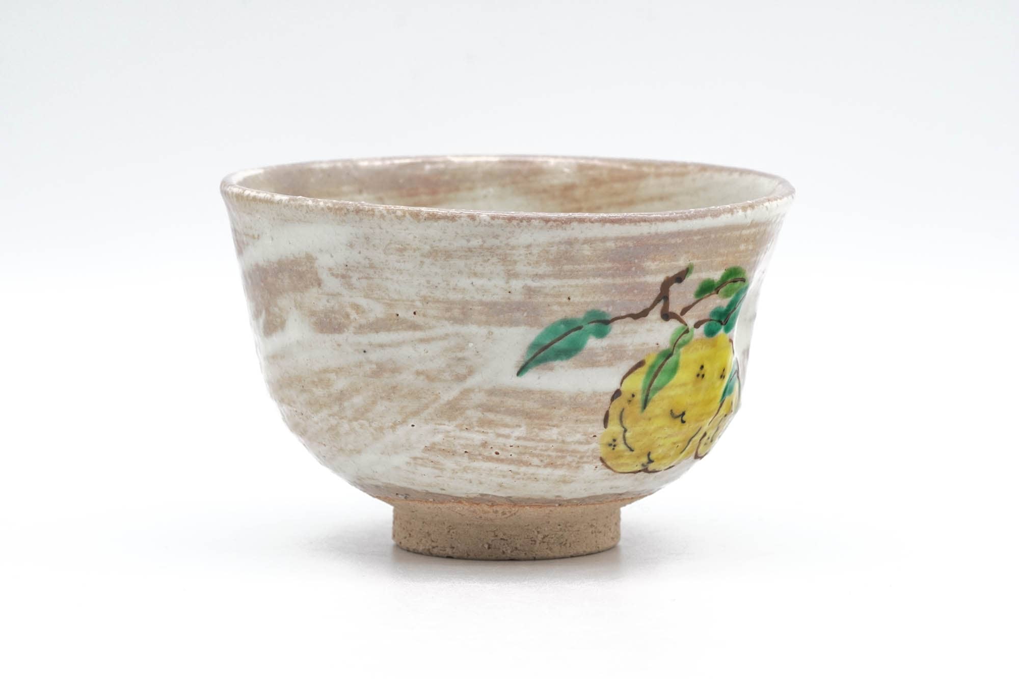 Japanese Matcha Bowl - Beige Milky Hakeme Lemons Kyo-yaki Chawan - 250ml