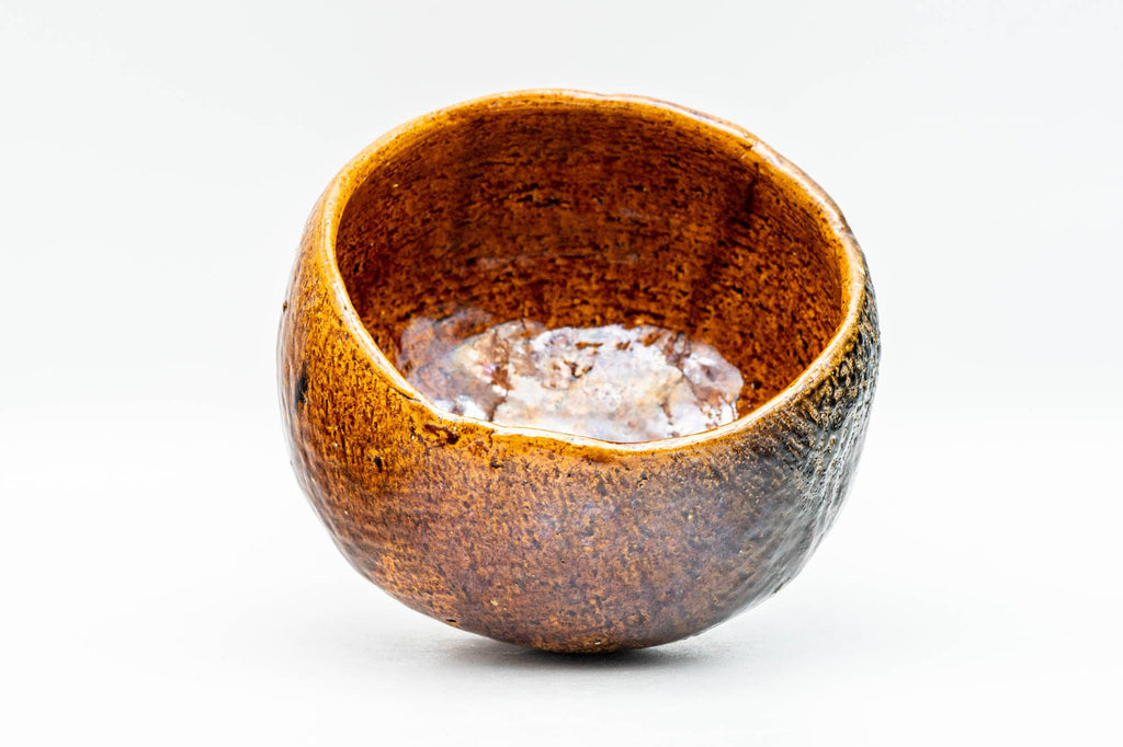 Japanese Matcha Bowl - 香野壮明 Kano Takeaki - Orange Candy Glazed Raku-gata Ohi-yaki Chawan with Wooden Box - 350ml