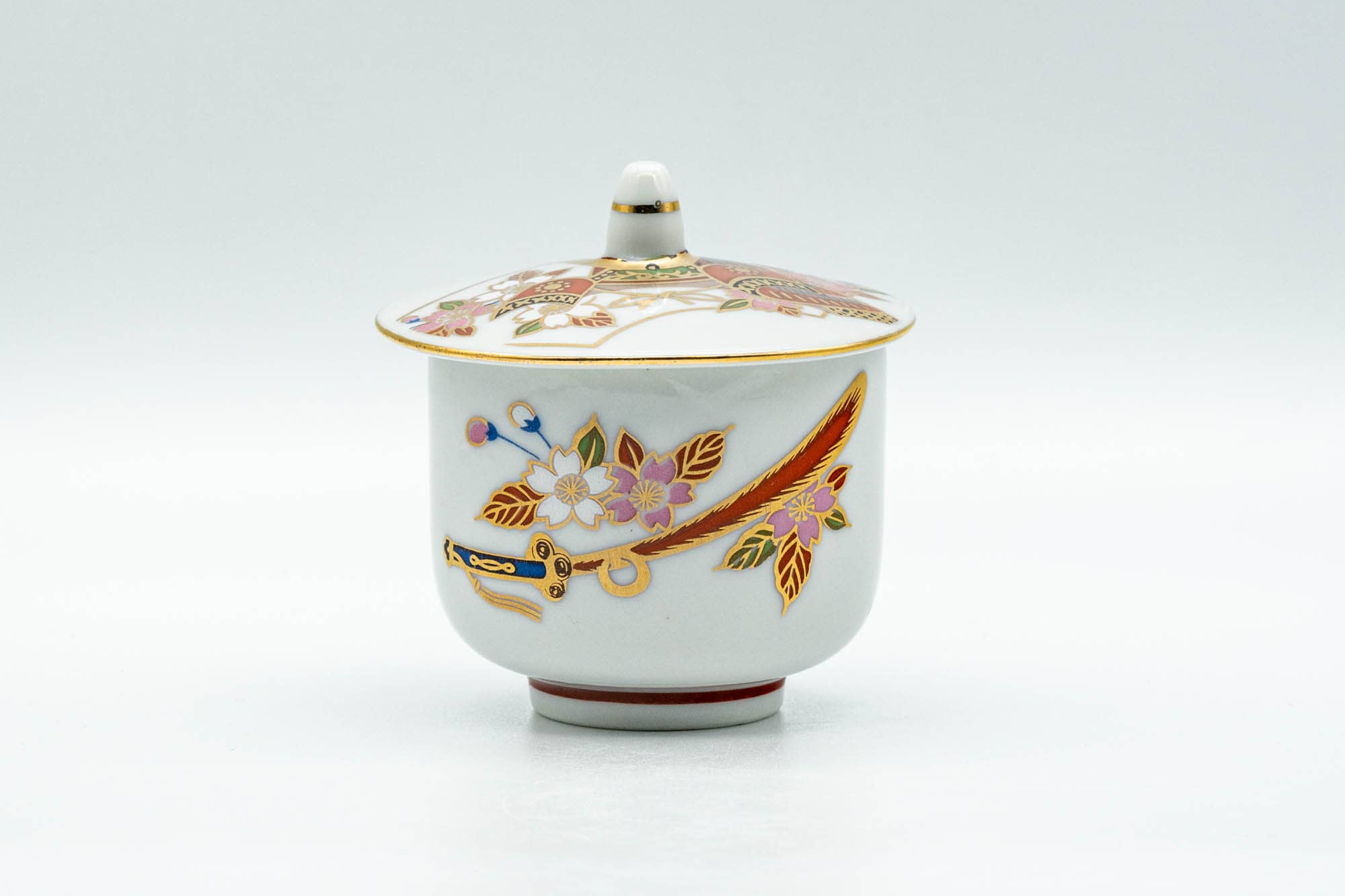 Japanese Teacup - Floral Kutani-yaki Ryuzan Lidded Yunomi - 60ml