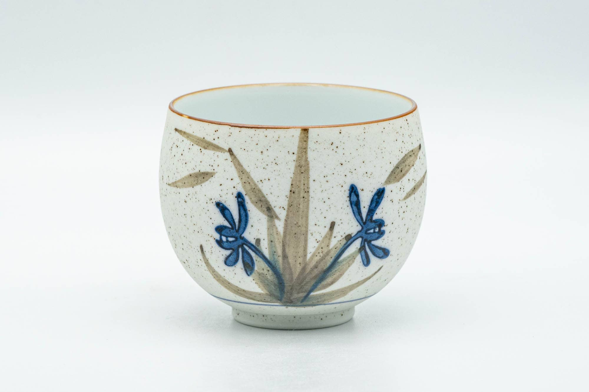 Japanese Teacup - White and Blue Floral Arita-yaki Yunomi - 140ml