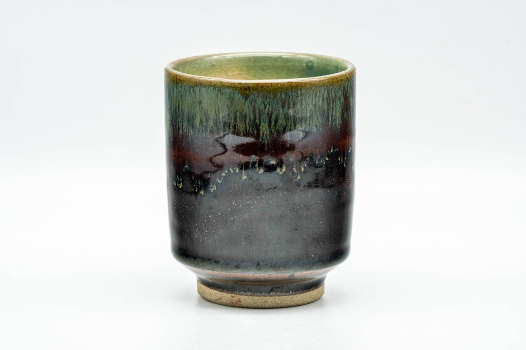 Japanese Teacup - Black Green Drip-Glazed Yunomi - 150ml