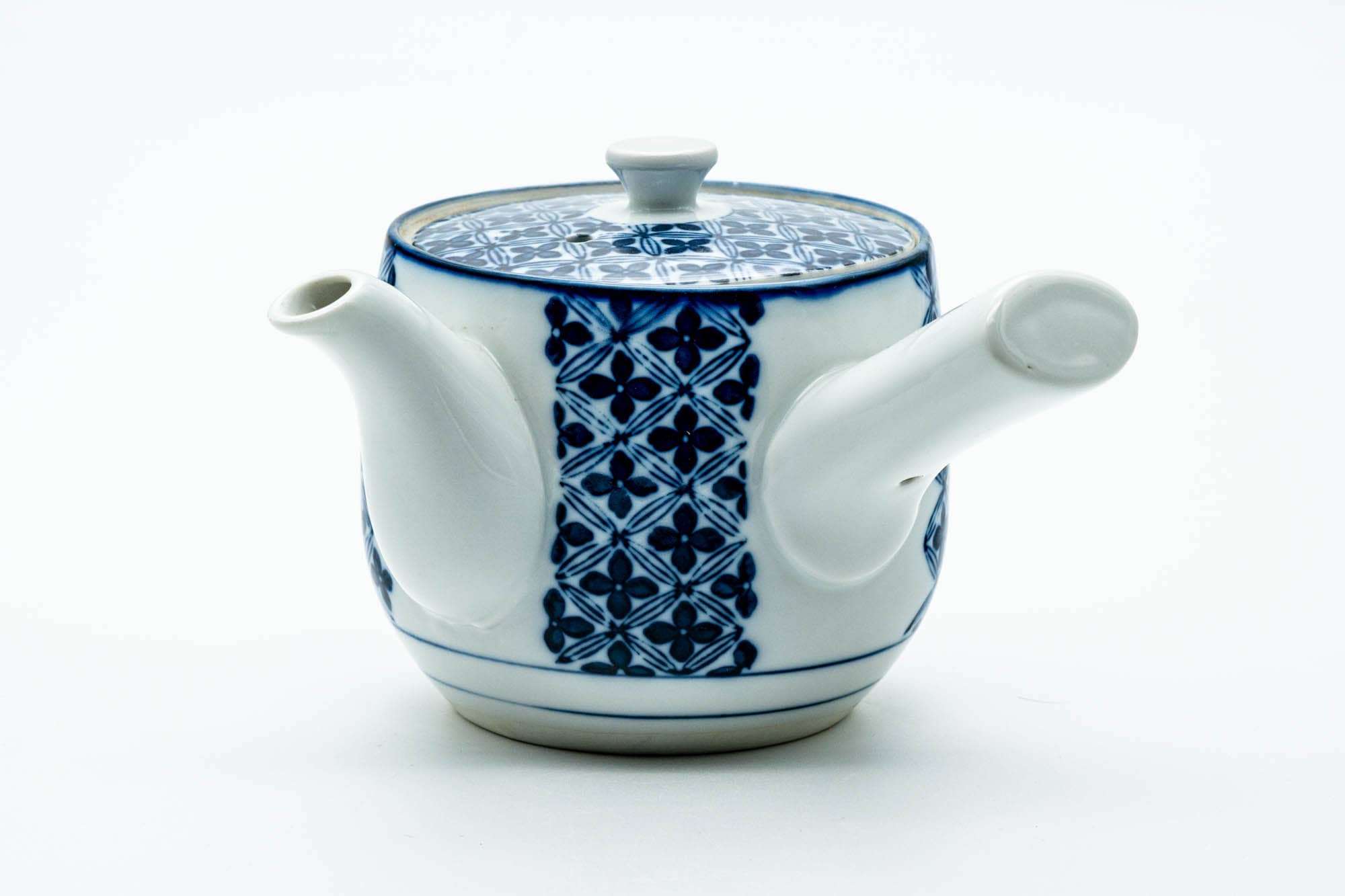 Japanese Kyusu - Blue Geometric Tessellated Arita-yaki Porcelain Teapot - 350ml