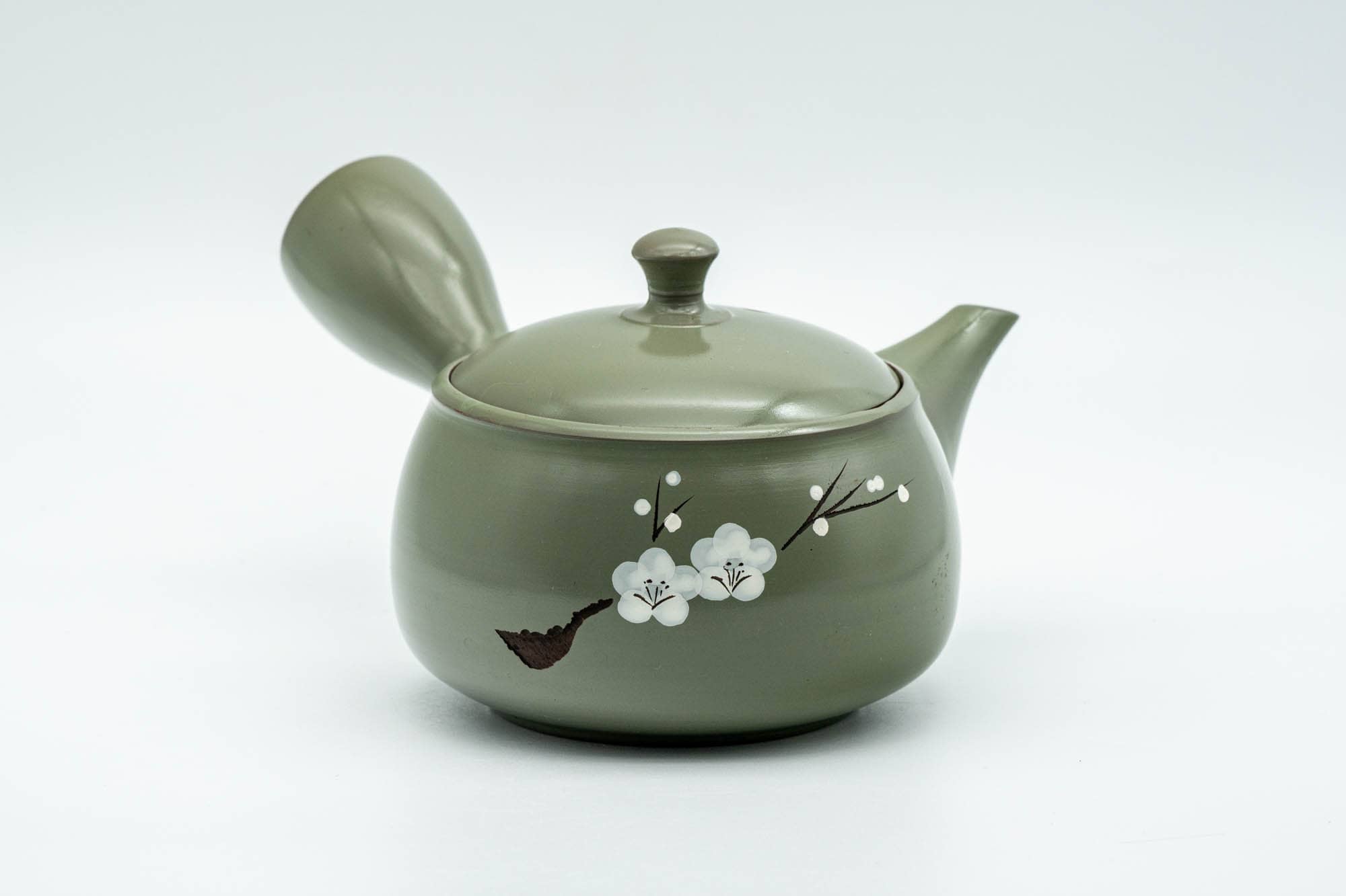 Japanese Kyusu - Plum Blossoms Green Ryokudei Tokoname-yaki Teapot - 250ml