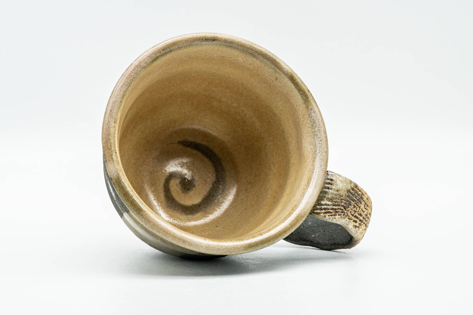 Japanese Teacup - Brown Stoneware Rear-Handled Ushirode Yunomi - 180ml