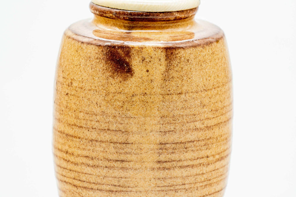 Japanese Chaire - 大野瑞峰 Mizumine Ōno - Beige Biwa-iro Loquat Glazed Hagi-yaki Tea Caddy