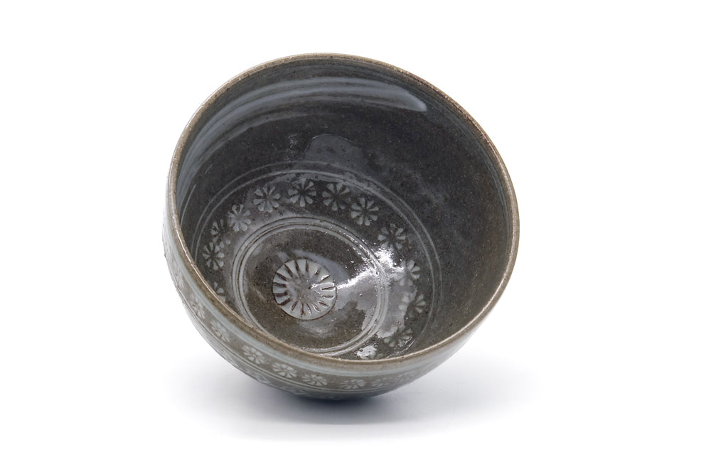 Japanese Matcha Bowl - Grey White Mishima Chawan - 400ml