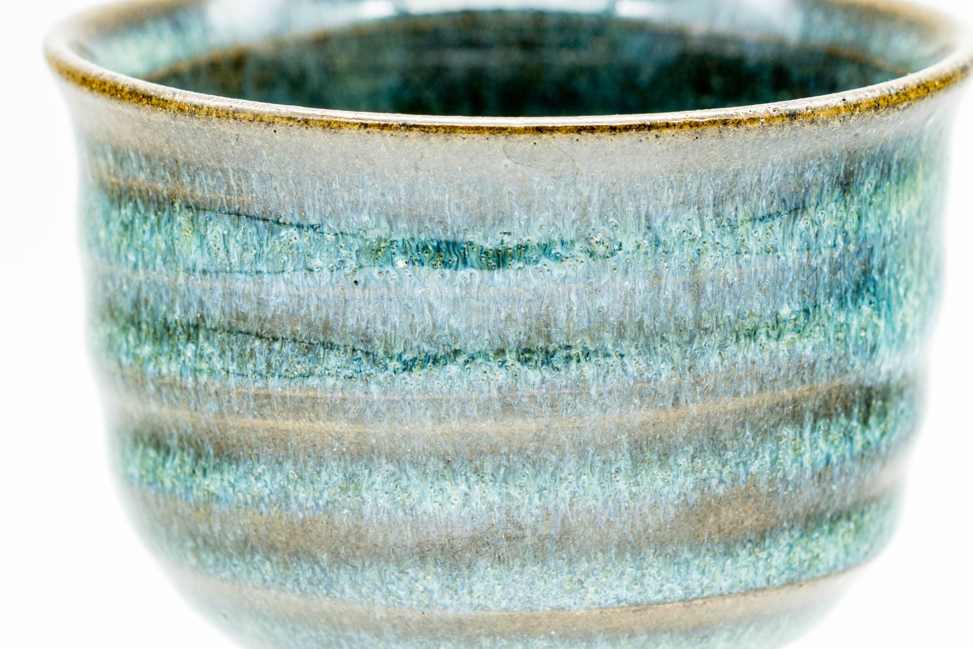 Japanese Teacups - Pair of Blue Sapphire Hare's Fur Glazed Yunomi - 140ml
